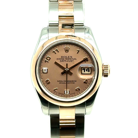 Pre-Owned 18ct Rose Gold and Stainless Steel Datejust Rolex (Ladies)