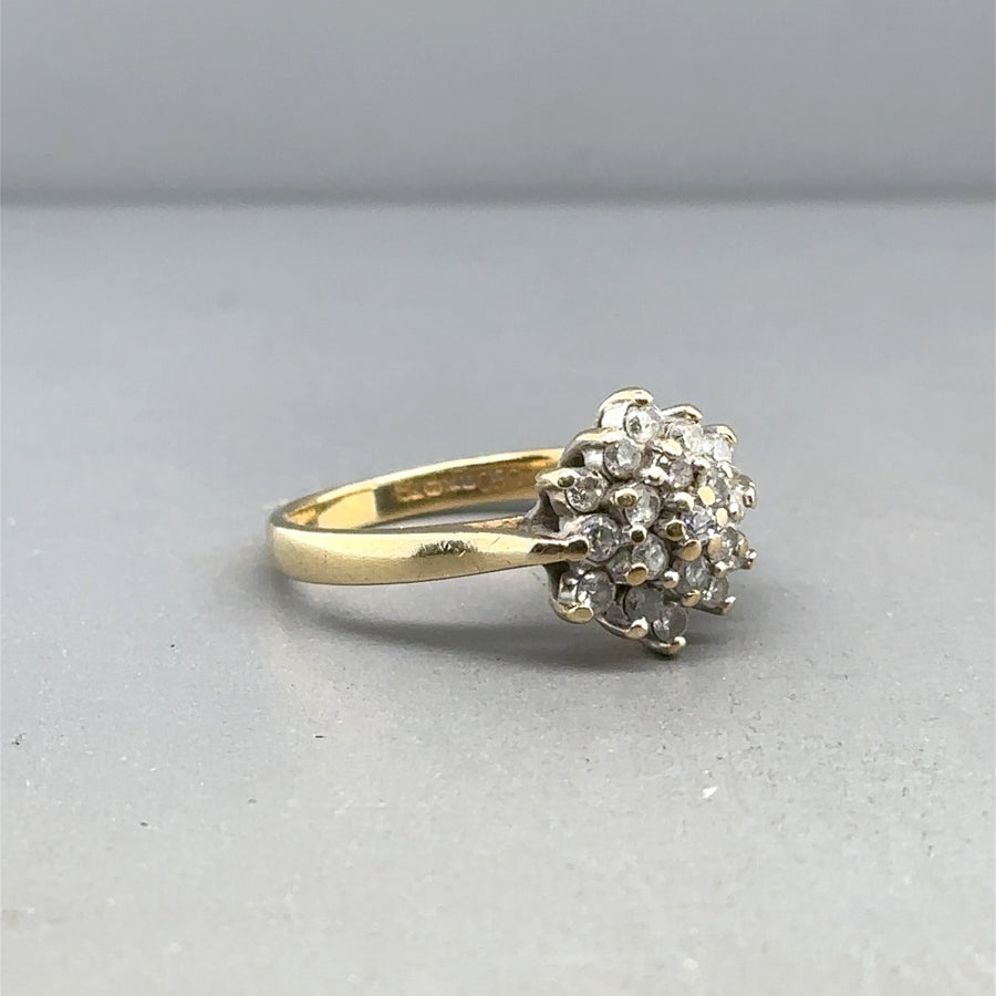 18ct Yellow Gold Diamond Cluster Ring (c. 0.50ct) - Size K