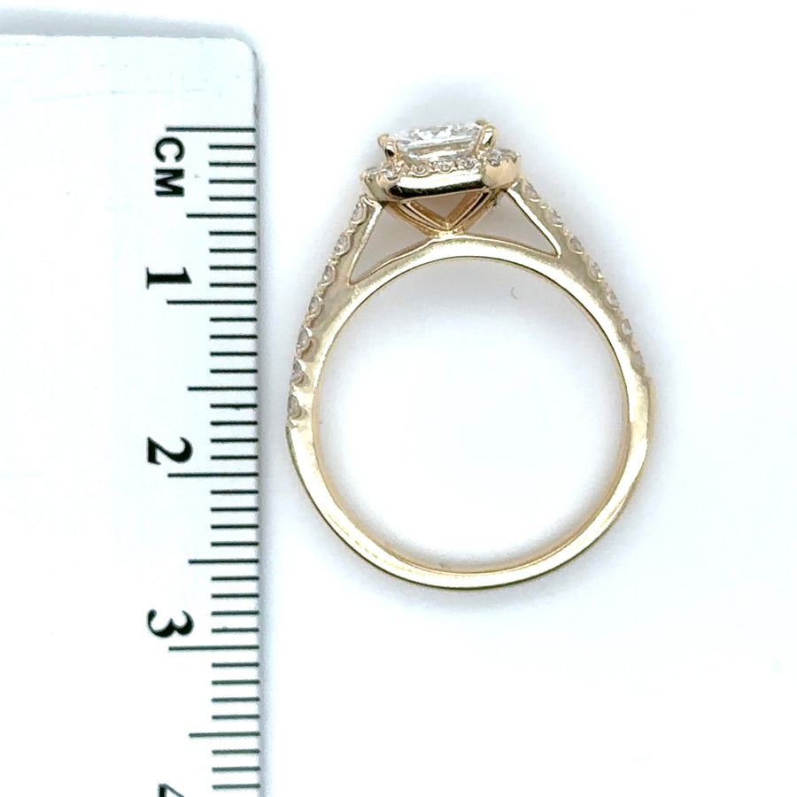 9ct Yellow Gold Lab Grown Diamond Halo Ring (c. 1.52ct) - Size O - NEW!