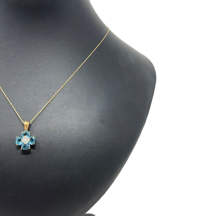 14ct Yellow Gold Topaz and Diamond Pendant and Chain (20")