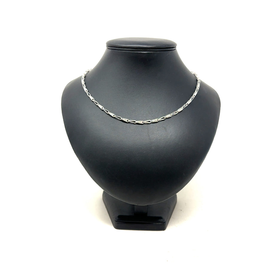 18ct White Gold Fancy Link Chain (18")
