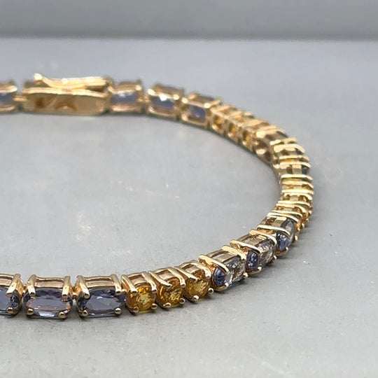 9ct Yellow Gold Citrine and Amethyst Bracelet