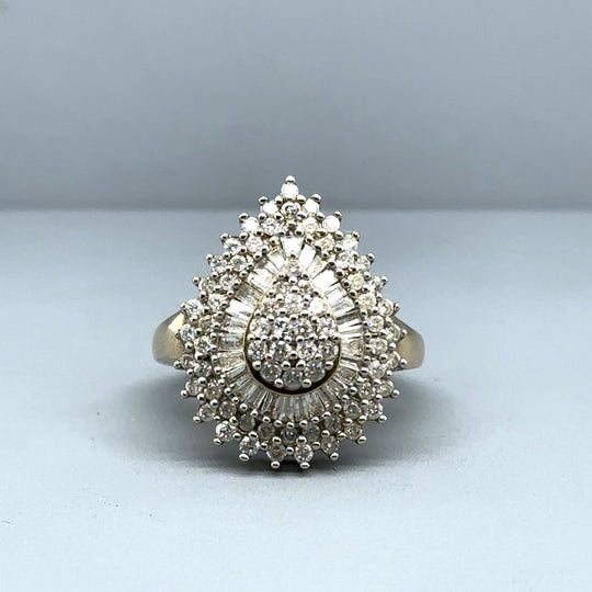 9ct Yellow Gold Diamond Cluster Ring (c. 0.75ct) - Size J