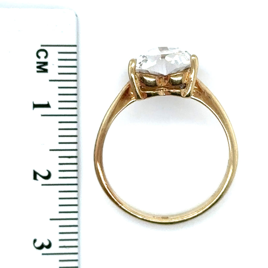 9ct Yellow Gold Single Stone Cubic Zirconia Heart Ring - Size P