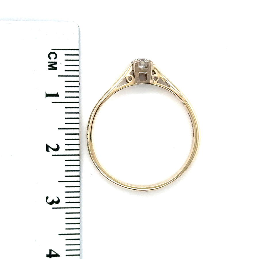 9ct Yellow Gold Single Stone Diamond Ring (c. 0.20ct) - Size S