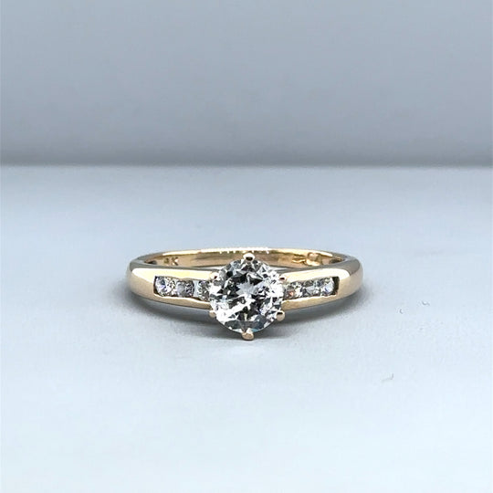 9ct Yellow Gold Cubic Zirconia Ring - Size N