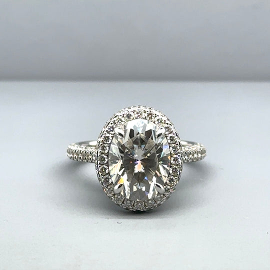 18ct White Gold Moissanite Ring - Size P