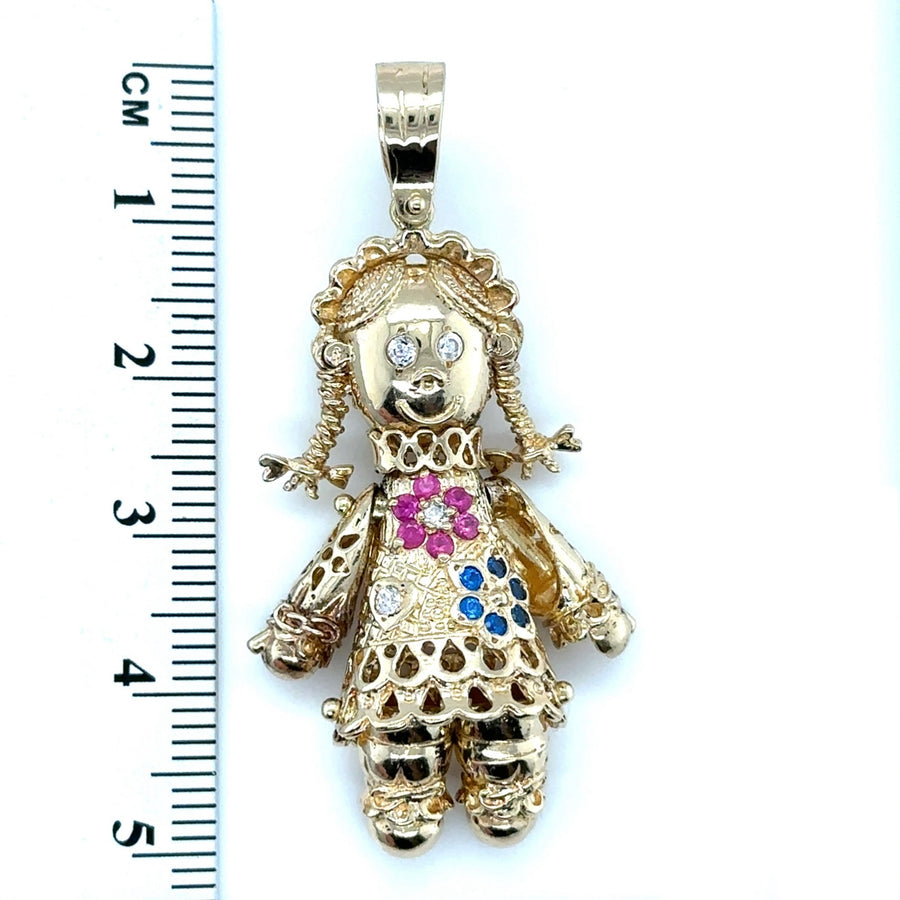 9ct Yellow Gold Cubic Zirconia Dolly Pendant
