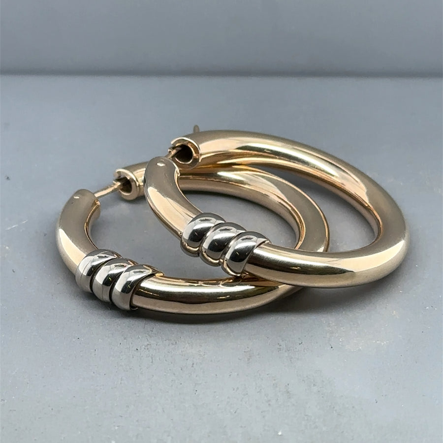 9ct Bi-Colour Hoop Earrings