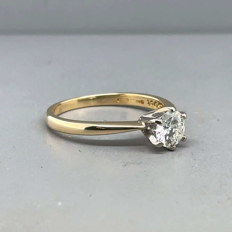 18ct Yellow Gold Single Stone Diamond Ring (c. 0.50ct) - Size K