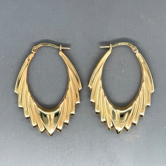 9ct Yellow Gold Spikey Creoles Style Earrings