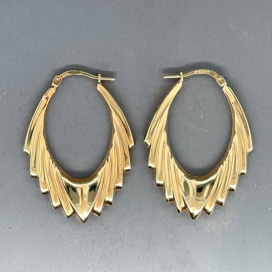 9ct Yellow Gold Spikey Creoles Style Earrings