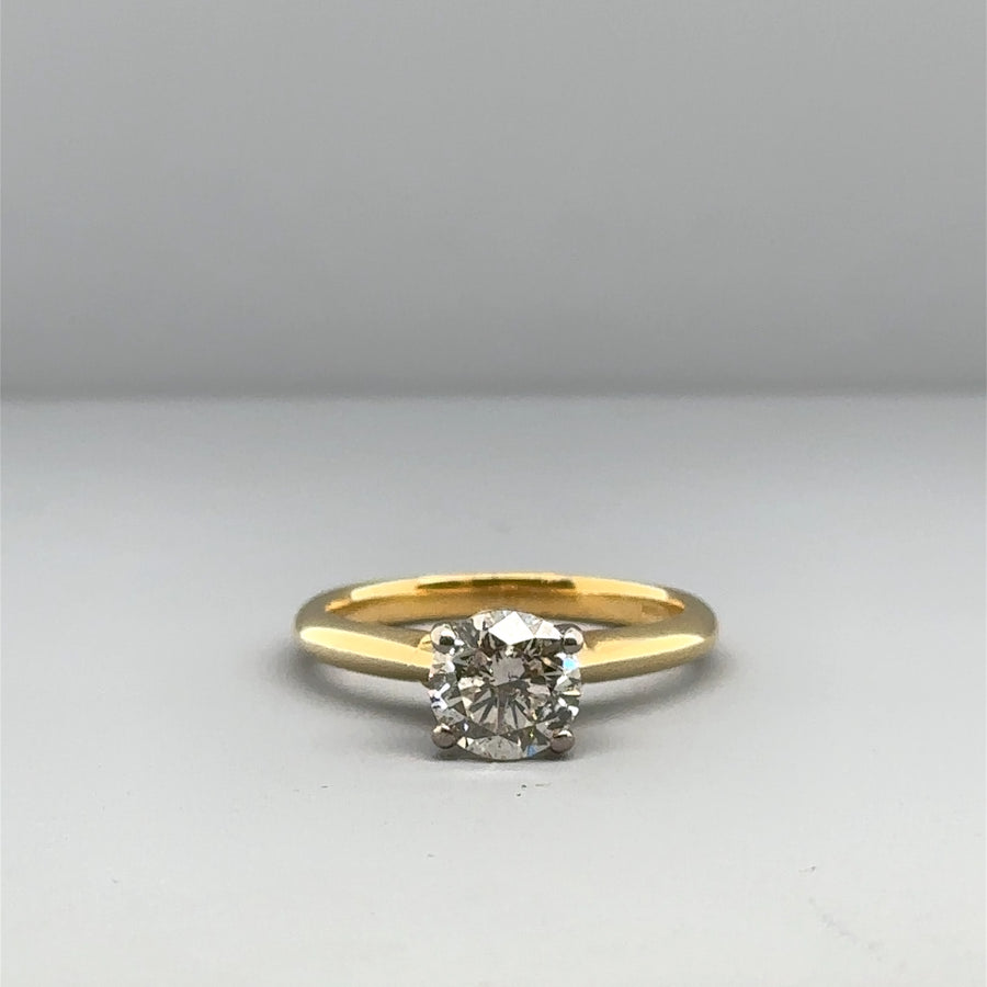 18ct Yellow Gold Single Stone Diamond Ring (c. 1.10ct) - Size L 1/2