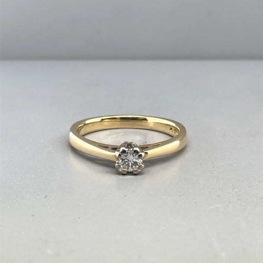 18ct Yellow Gold Single Stone Diamond Ring (c. 0.25ct) - Size M