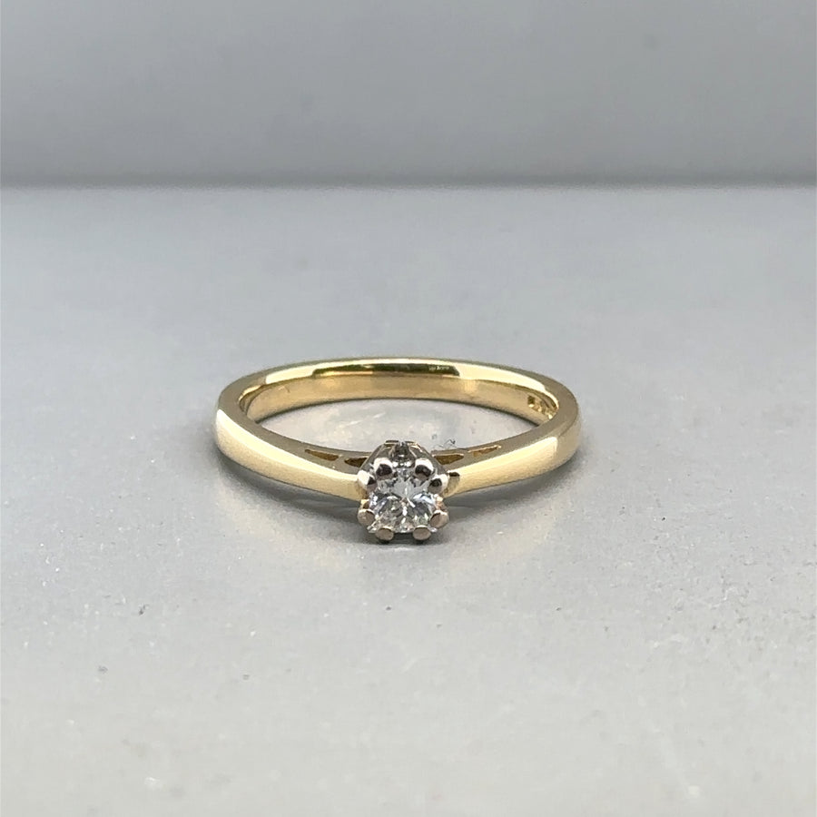 18ct Yellow Gold Single Stone Diamond Ring (c. 0.25ct) - Size M