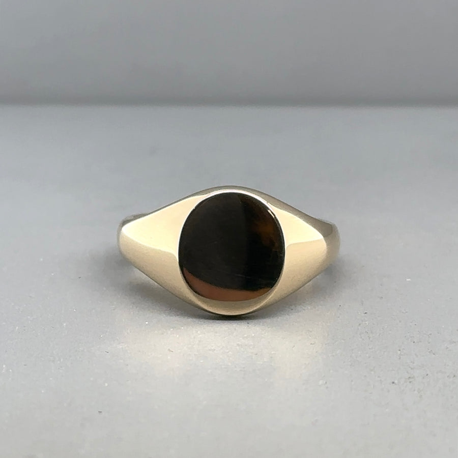 9ct Yellow Gold Round Signet Ring - Size L