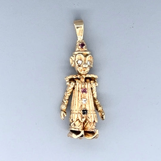 9ct Yellow Gold Cubic Zirconia Clown Pendant
