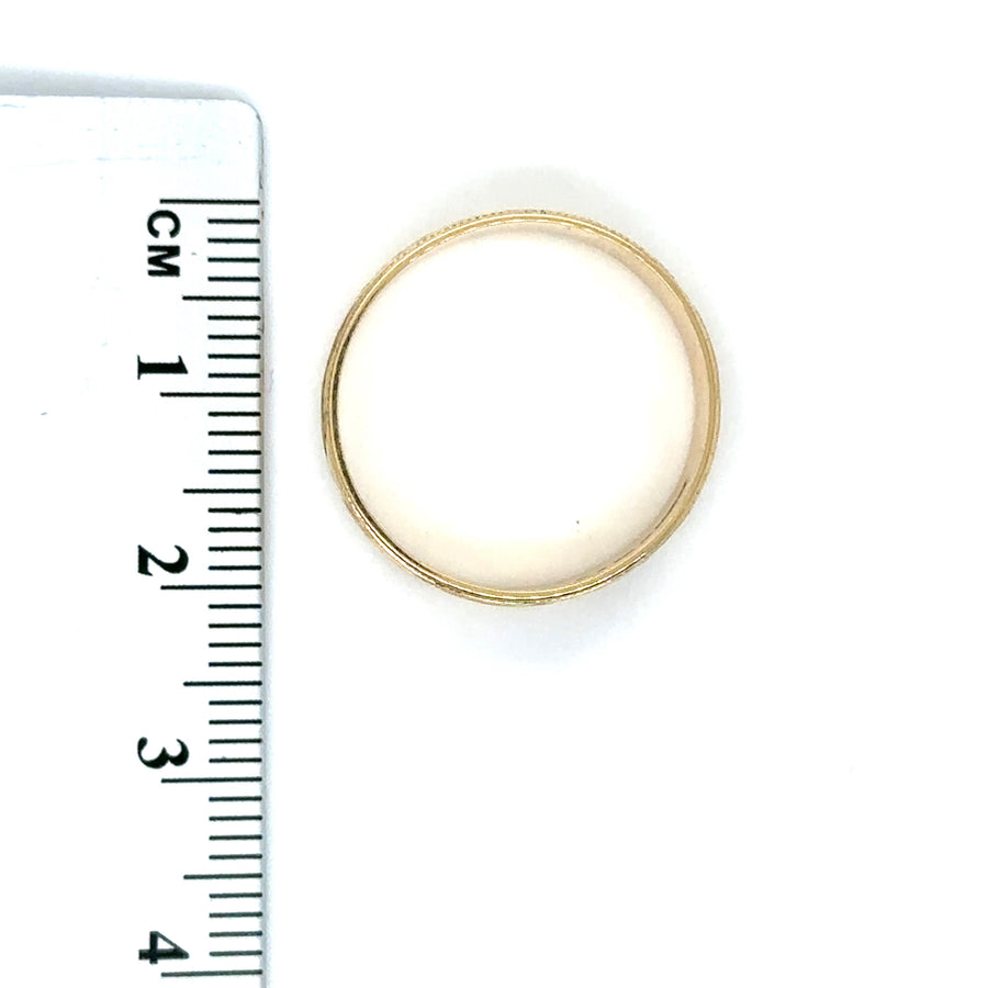 18ct Yellow Gold Patterned Band Ring - Size Q 1/2