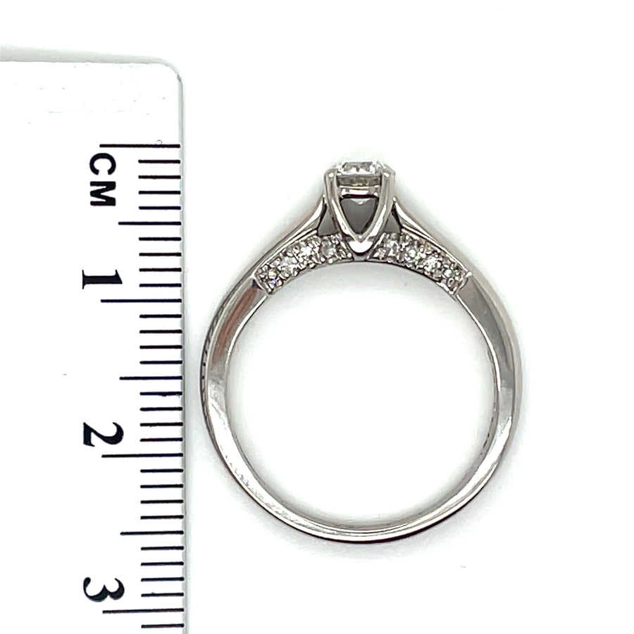 18ct White Gold Diamond Ring with Box and Certificate (c. 0.50ct) - Size M 1/2