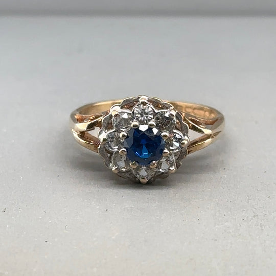 9ct Yellow Gold Cubic Zirconia Cluster Ring - Size O