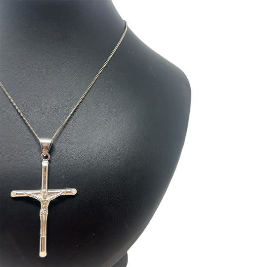 Sterling Silver Large Crucifix Pendant and Chain (22")