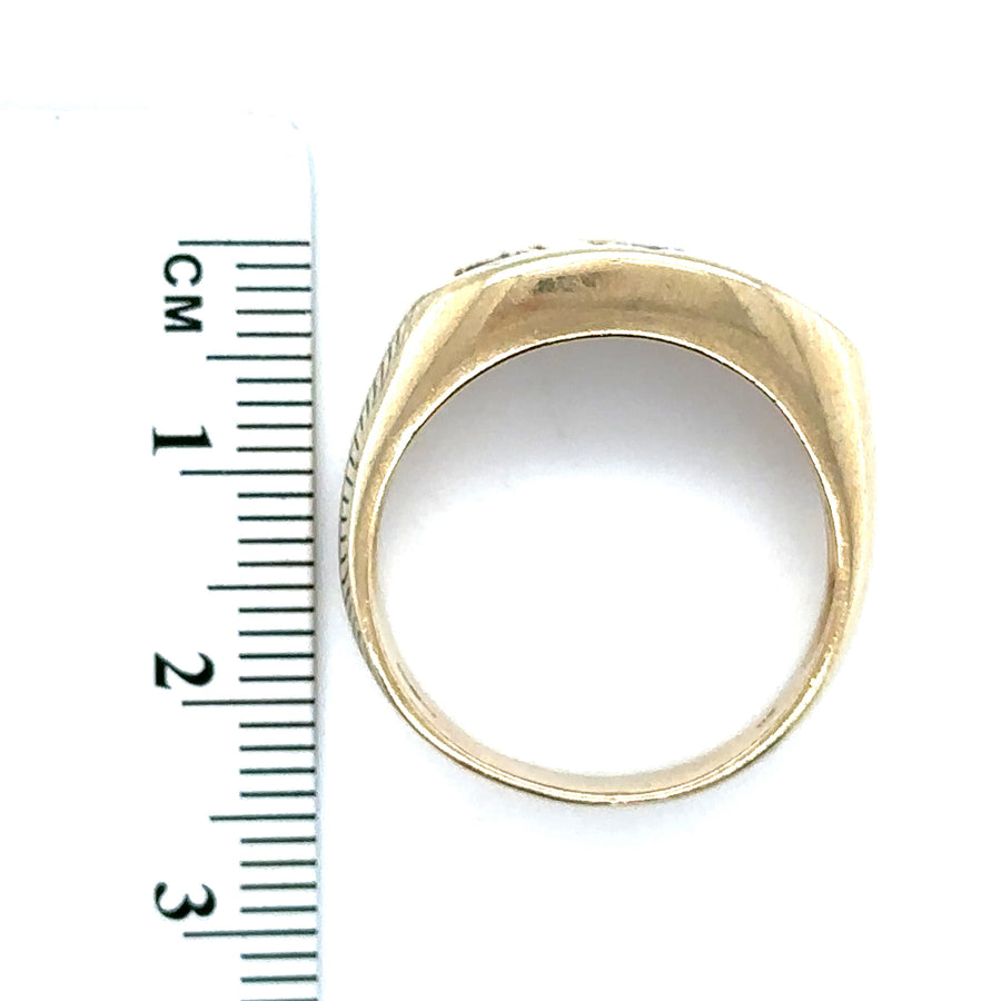 9ct Yellow Gold Three Stone Cubic Zirconia Ring - Size S 1/2