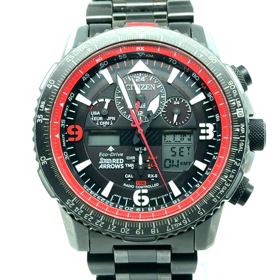 Pre-Owned Stainless Steel and Titanium Limited Edition Royal Air Force Red Arrows Skyhawk Citizen Watch (Gents)