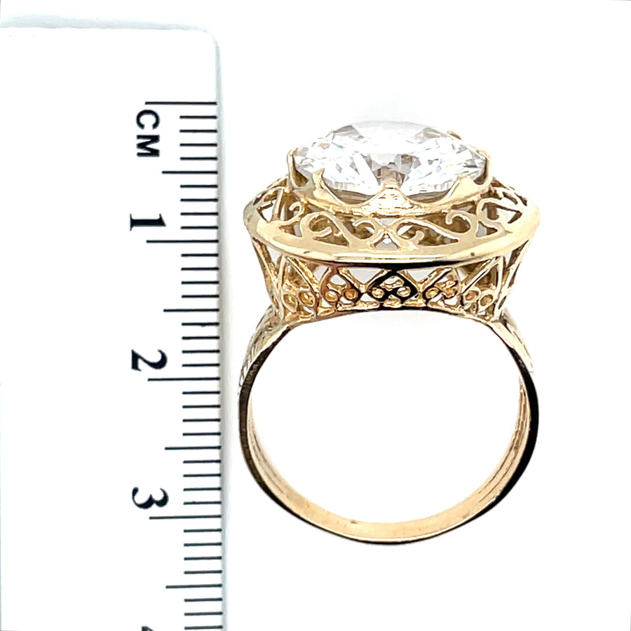 9ct Yellow Gold Synthetic Stone Ring - Size S