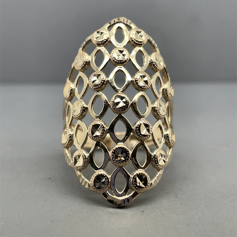 9ct Yellow Gold Dress Ring - Size R 1/2