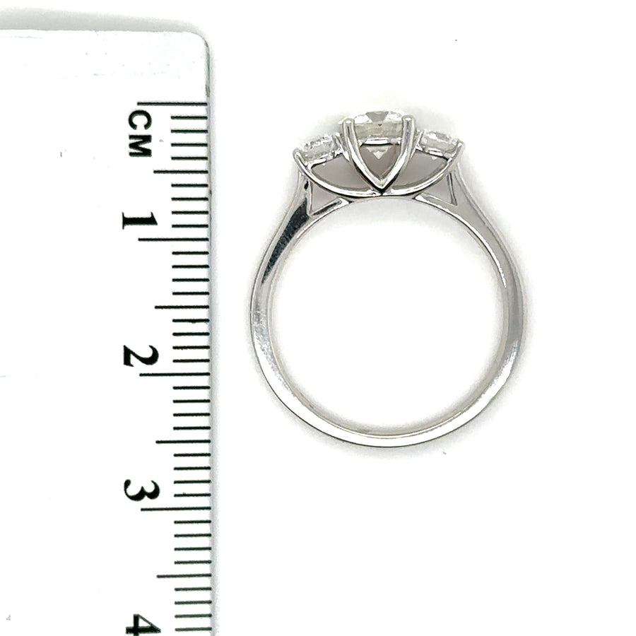 9ct White Gold Lab Grown Diamond Trilogy Ring (c. 1.00ct) - Size N - NEW!