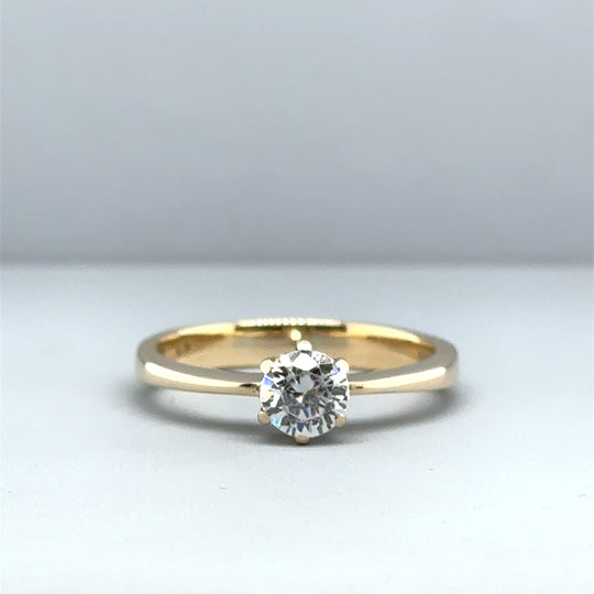 9ct Yellow Gold Single Stone Cubic Zirconia Ring - Size U