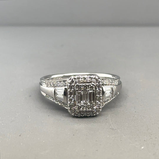 14ct White Gold Diamond Fancy Ring (c. 0.60ct) - Size N 1/2