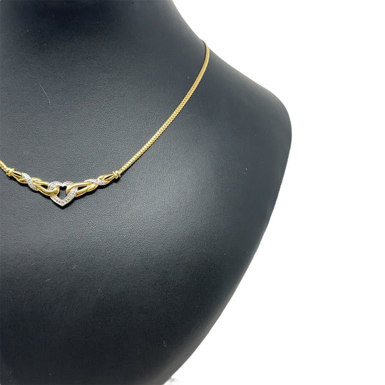 9ct Yellow Gold Diamond Heart Necklace (16")