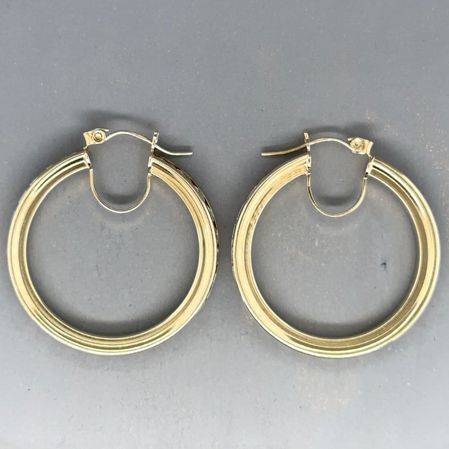 9ct Yellow Gold Cubic Zirconia Hoop Earrings