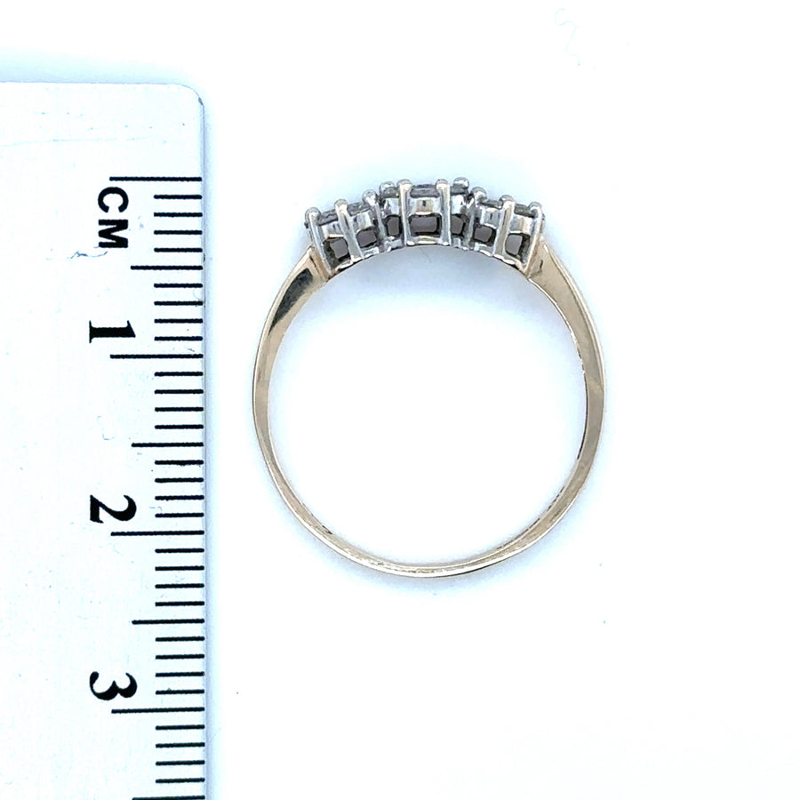 9ct Yellow Gold Three Diamond Cluster Ring (c. 0.33ct) - Size P