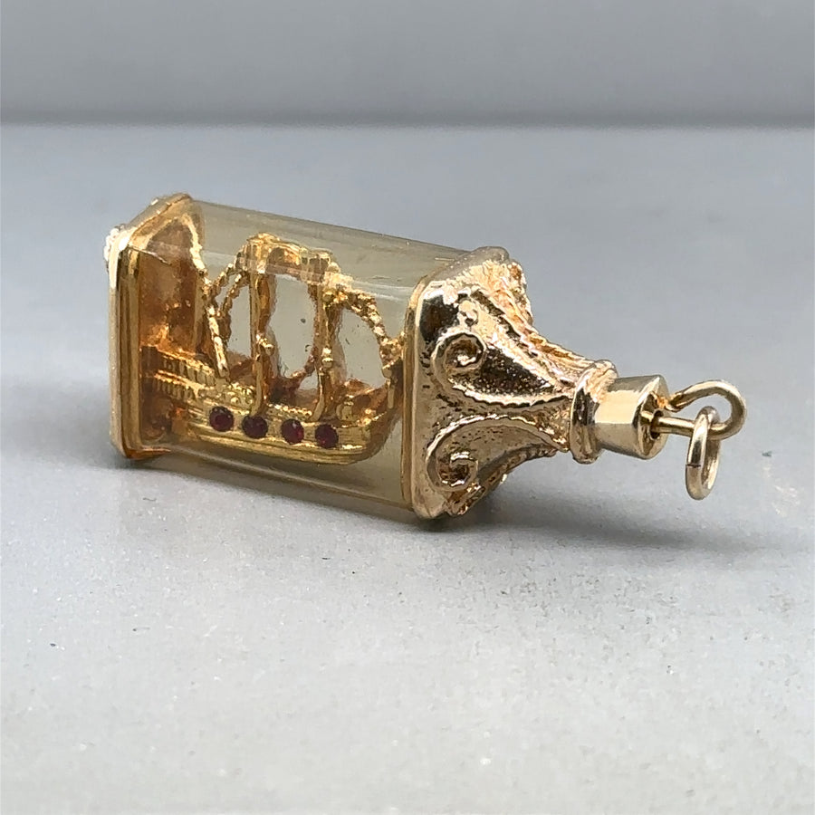 9ct Yellow Gold Ship In a Bottle Charm