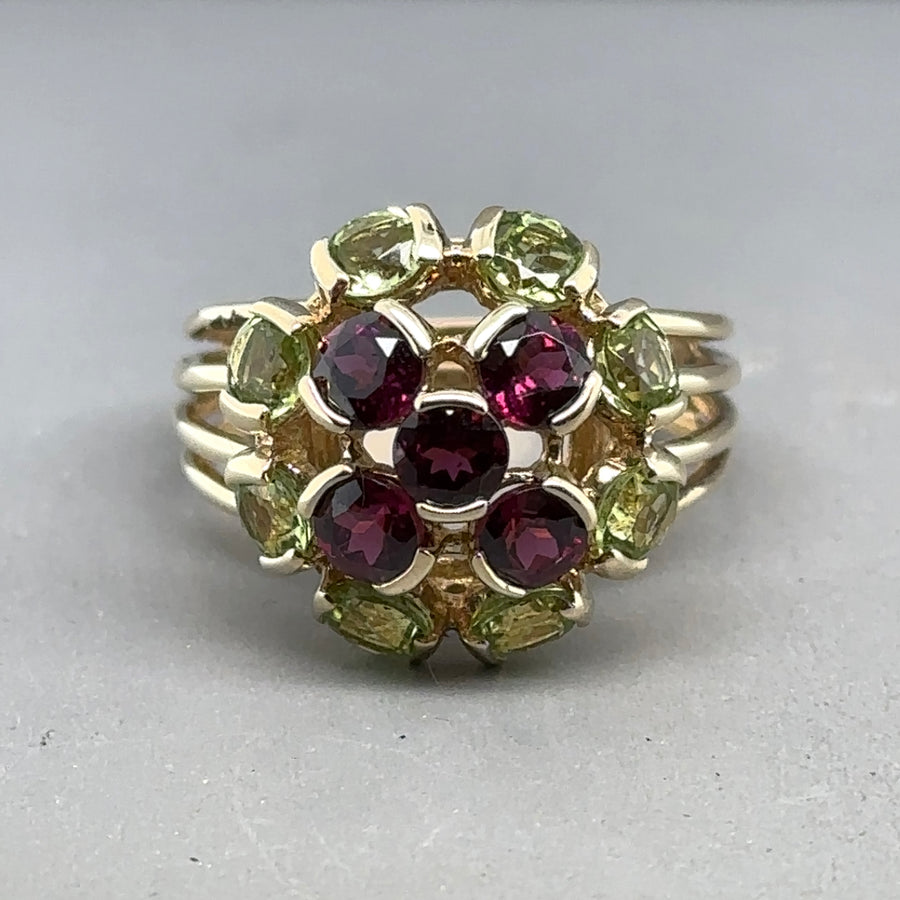9ct Yellow Gold Multicolour Tourmaline Ring - Size P