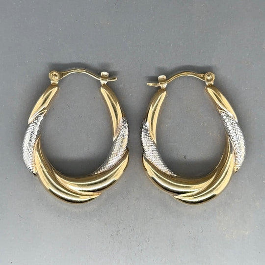 9ct Bi-Colour Creoles Hoop Earrings