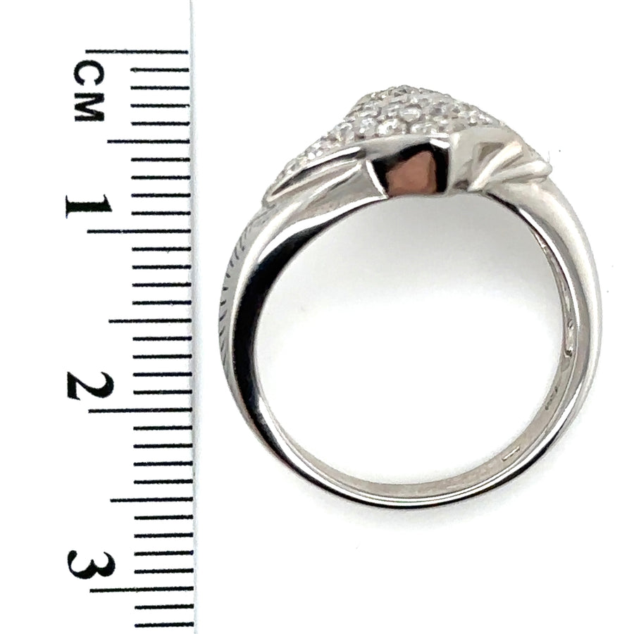 18ct White Gold Diamond Set Fancy Ring (c. 0.35ct) - Size N 1/2