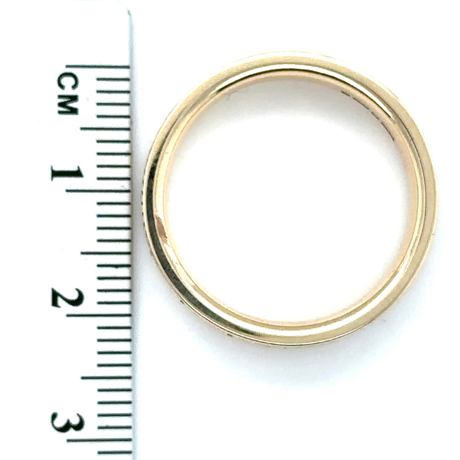9ct Yellow Gold Greek Key Band Ring - Size S 1/2