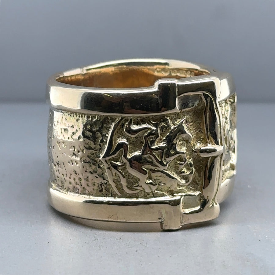 9ct Yellow Gold Heavy Buckle Ring - Size Y 1/2
