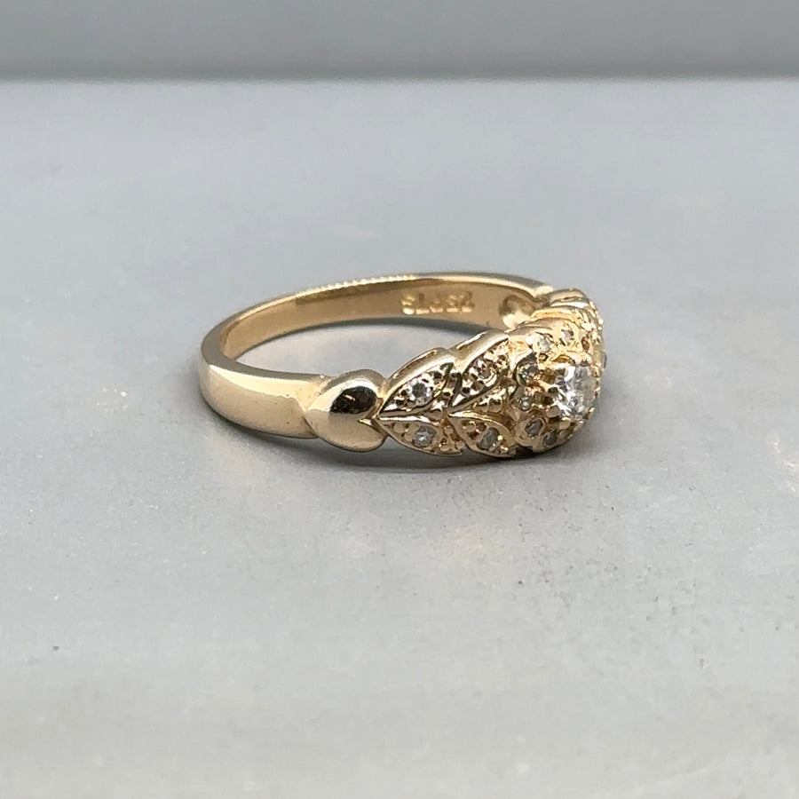14ct Yellow Gold Diamond Set Fancy Ring (c. 0.25ct) - O 1/2