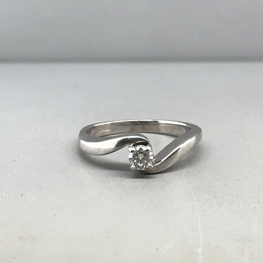 18ct White Gold Single Stone Diamond Ring (c. 0.20ct) - Size N 1/2