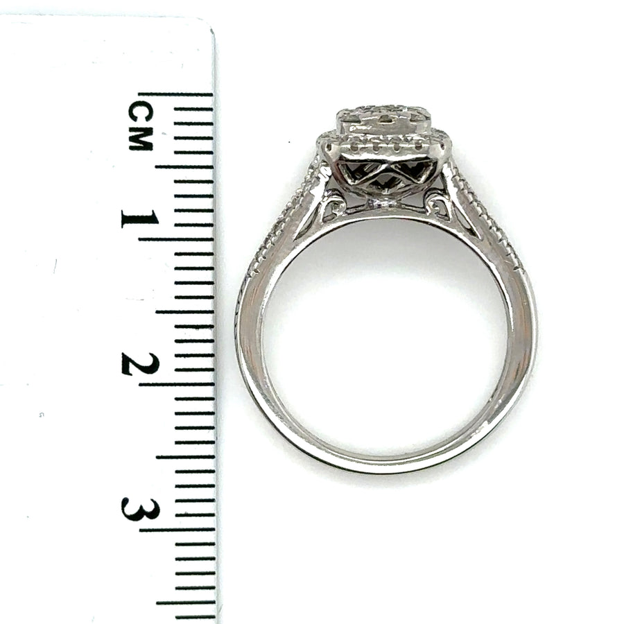 9ct White Gold Diamond Cluster Ring (c. 0.50ct) - Size L