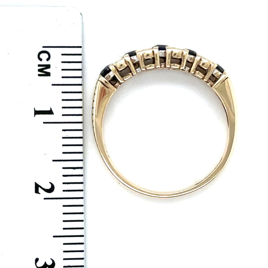 9ct Yellow Gold Diamond and Sapphire Ring - Size L