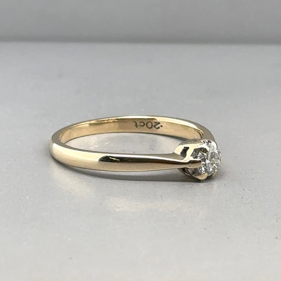9ct Yellow Gold Single Stone Diamond Ring (c. 0.20ct) - Size N