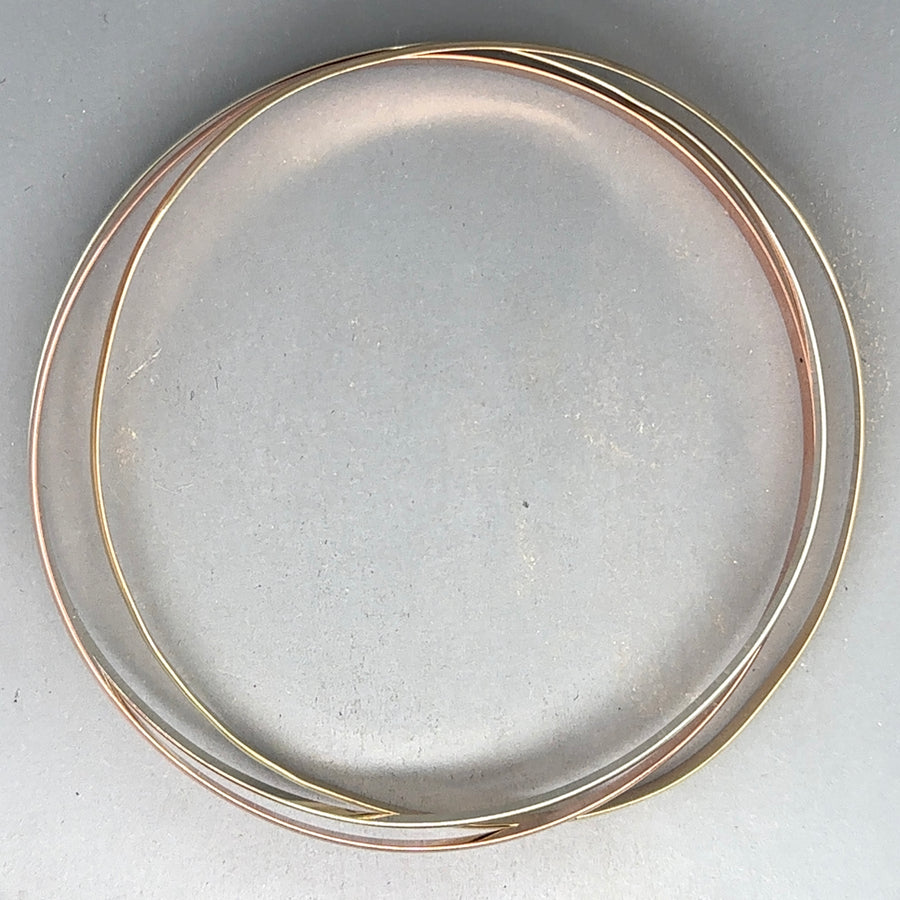 9ct Tri-Colour Triple Bangle
