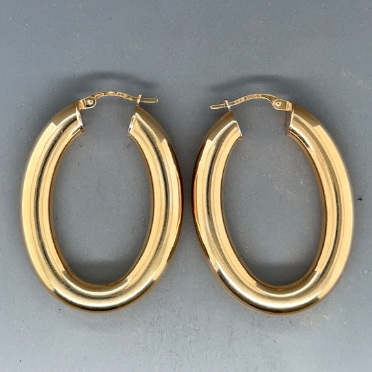 9ct Yellow Gold Oval Hoop Earrings