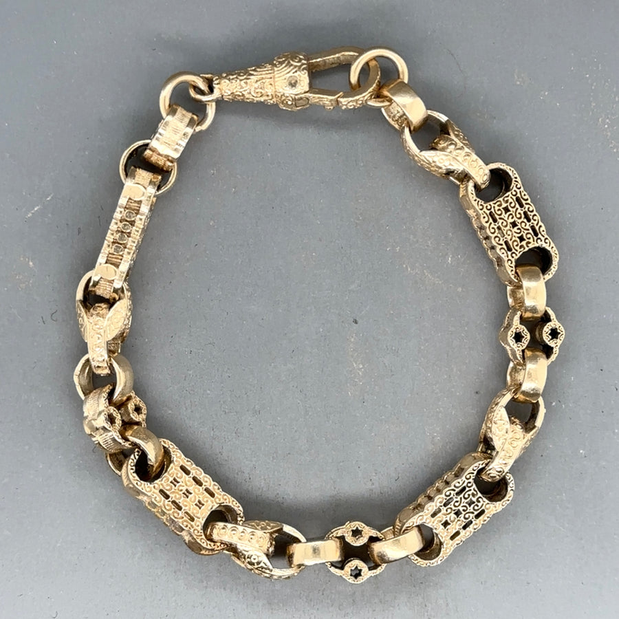 9ct Yellow Gold Fancy Chain Link Small Bracelet