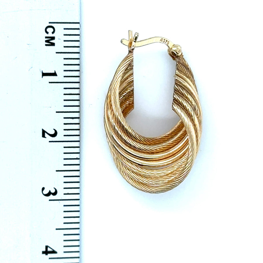 9ct Yellow Gold Fancy Twist Hoop Earrings